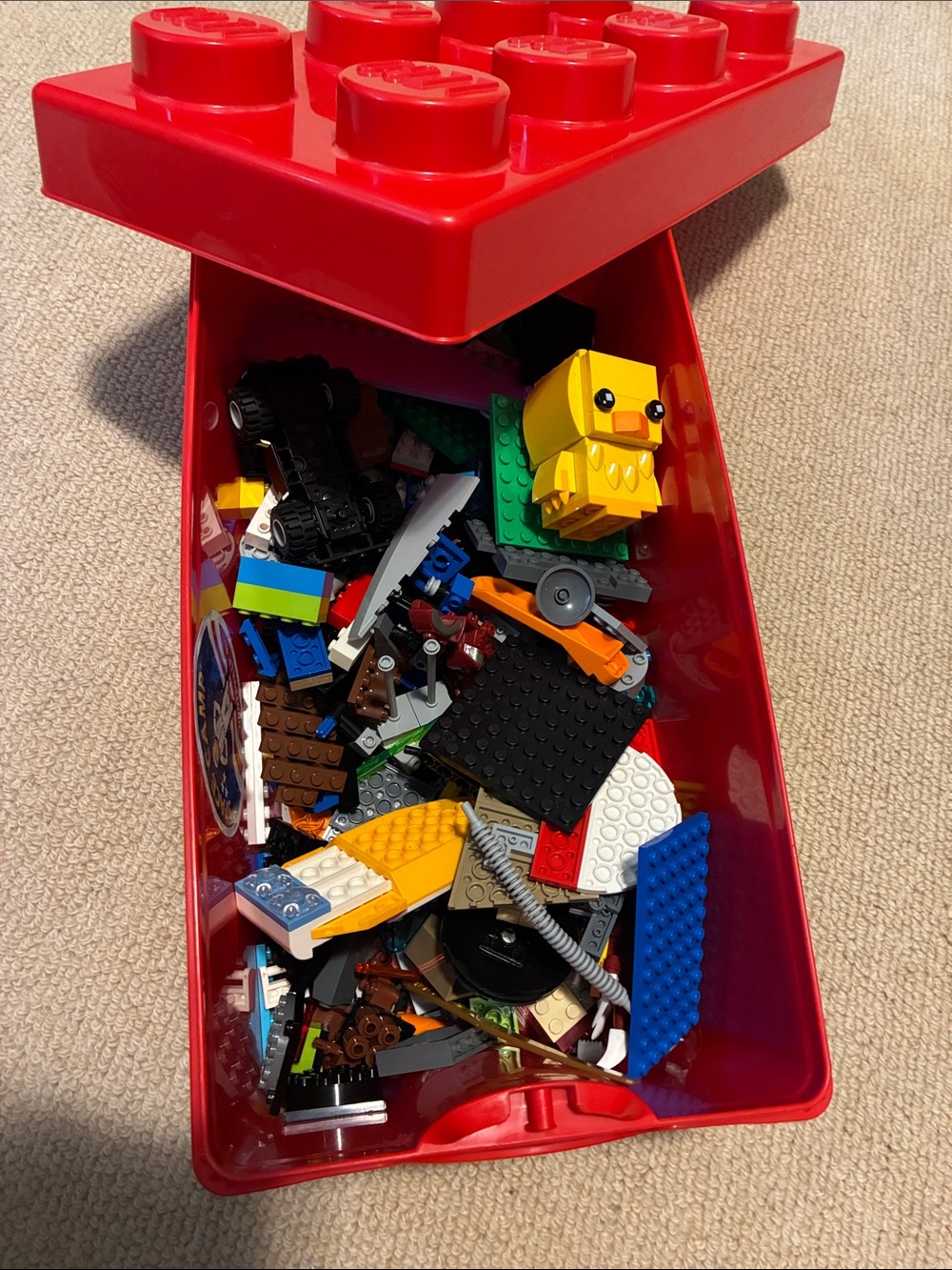 Lego Container with Variety of Blocks and Pieces